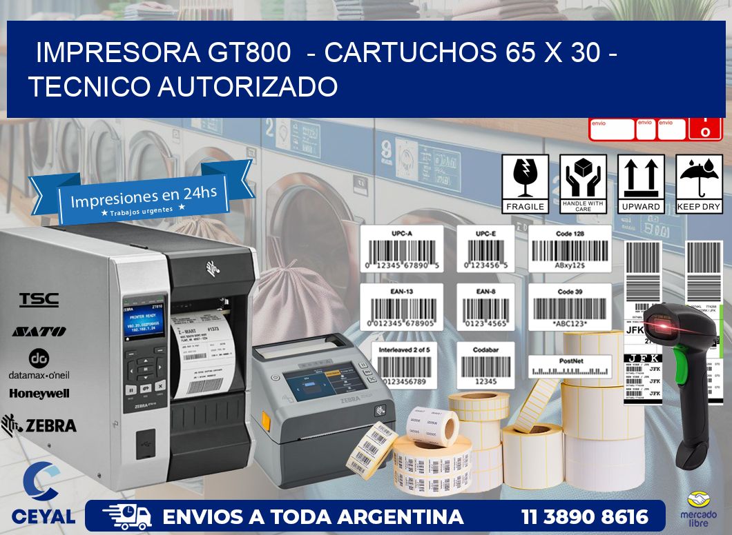 IMPRESORA GT800 - CARTUCHOS 65 x 30 - TECNICO AUTORIZADO