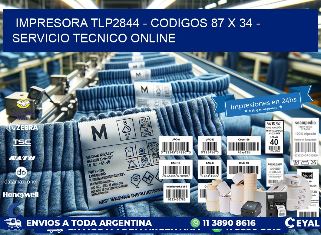 IMPRESORA TLP2844 - CODIGOS 87 x 34 - SERVICIO TECNICO ONLINE