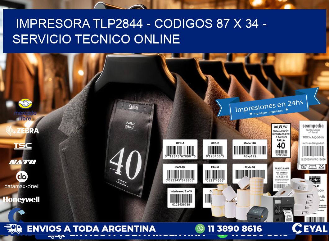 IMPRESORA TLP2844 – CODIGOS 87 x 34 – SERVICIO TECNICO ONLINE