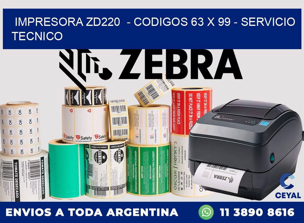 IMPRESORA ZD220  - CODIGOS 63 x 99 - SERVICIO TECNICO