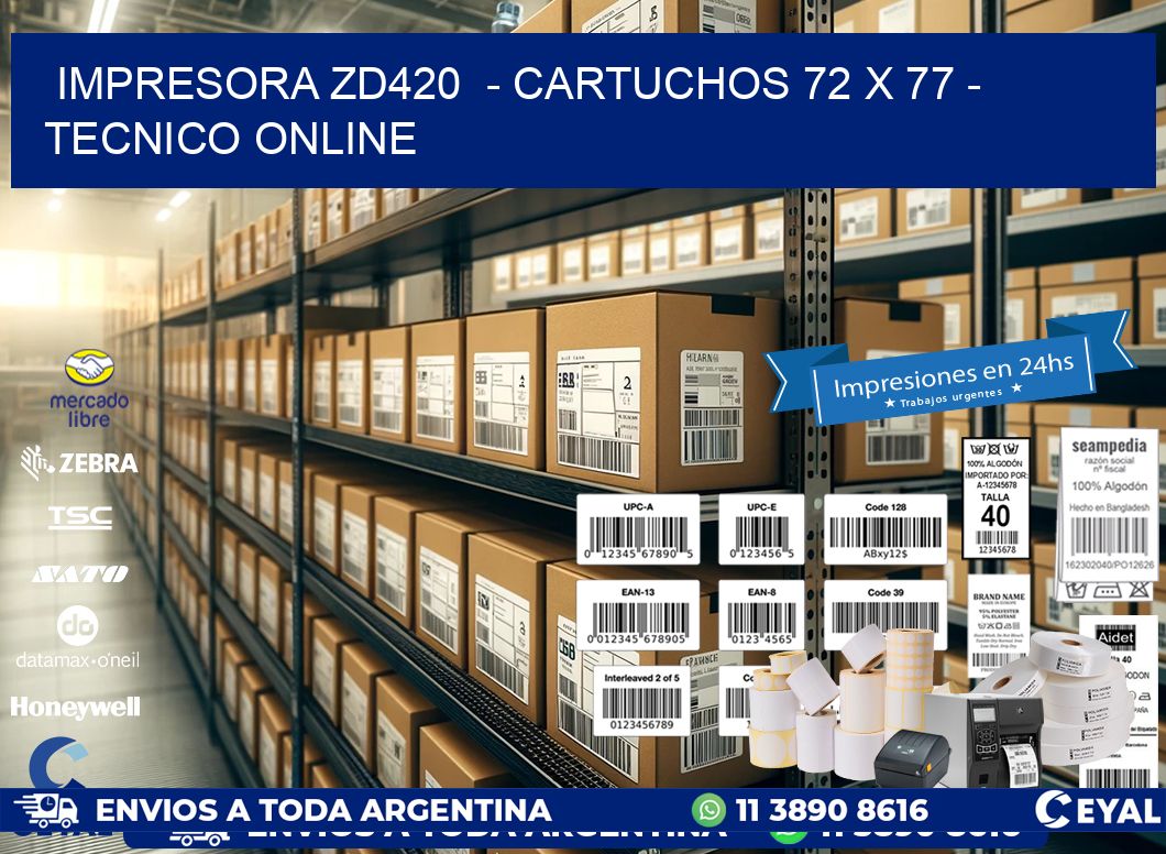 IMPRESORA ZD420  – CARTUCHOS 72 x 77 – TECNICO ONLINE