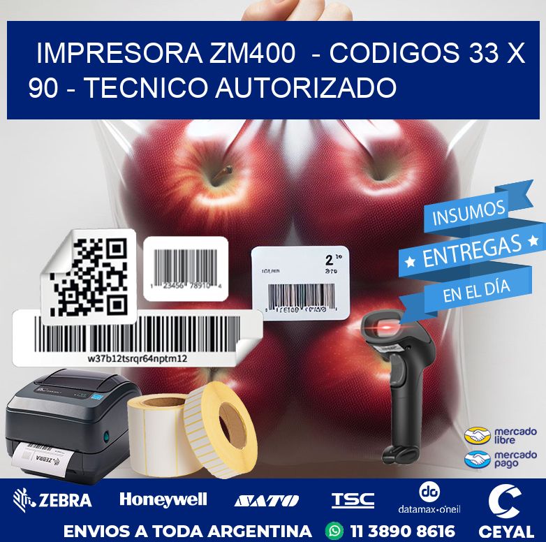 IMPRESORA ZM400  – CODIGOS 33 x 90 – TECNICO AUTORIZADO