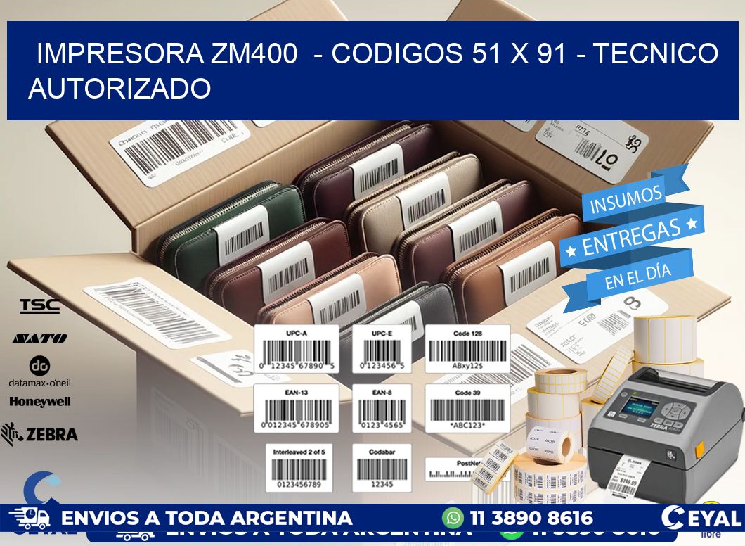 IMPRESORA ZM400  - CODIGOS 51 x 91 - TECNICO AUTORIZADO