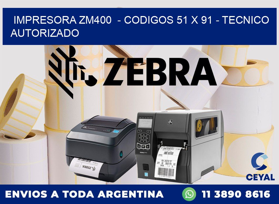 IMPRESORA ZM400  - CODIGOS 51 x 91 - TECNICO AUTORIZADO