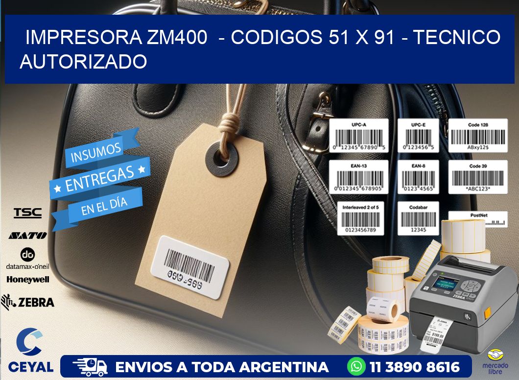 IMPRESORA ZM400  – CODIGOS 51 x 91 – TECNICO AUTORIZADO
