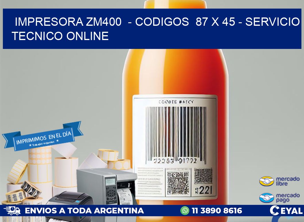 IMPRESORA ZM400  - CODIGOS  87 x 45 - SERVICIO TECNICO ONLINE