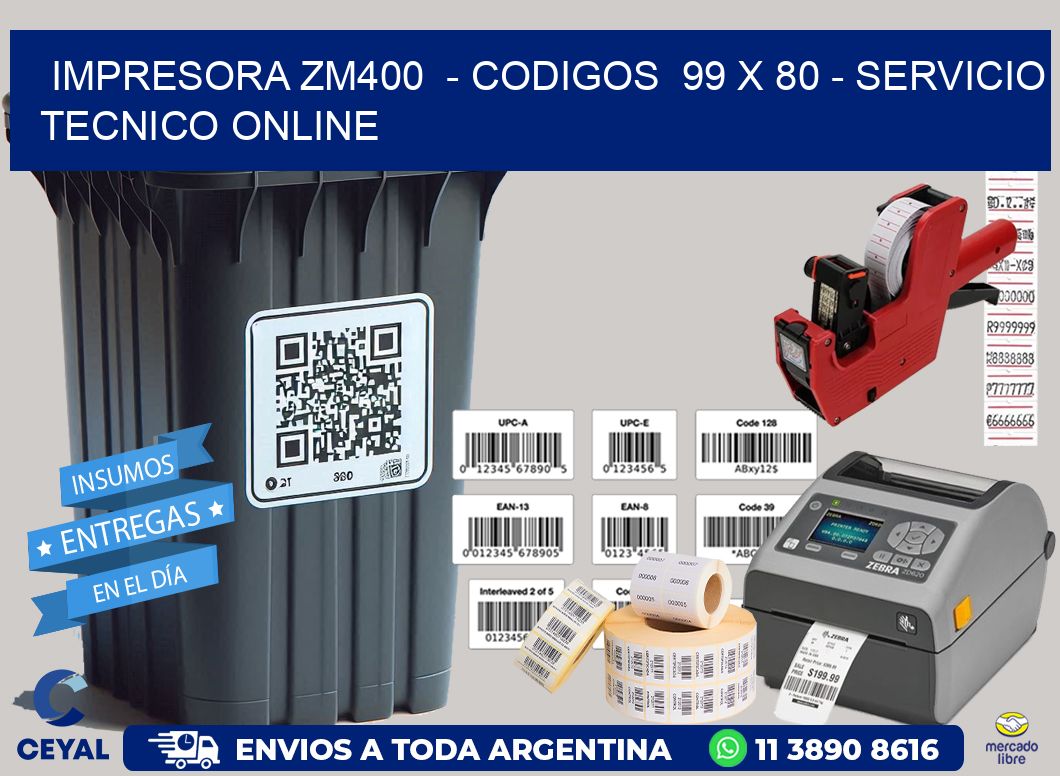IMPRESORA ZM400  - CODIGOS  99 x 80 - SERVICIO TECNICO ONLINE