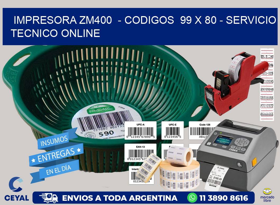 IMPRESORA ZM400  - CODIGOS  99 x 80 - SERVICIO TECNICO ONLINE