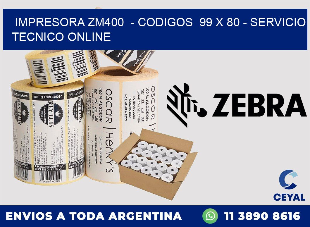 IMPRESORA ZM400  - CODIGOS  99 x 80 - SERVICIO TECNICO ONLINE