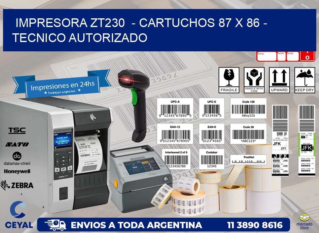 IMPRESORA ZT230  - CARTUCHOS 87 x 86 - TECNICO AUTORIZADO