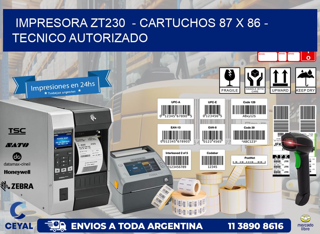 IMPRESORA ZT230  - CARTUCHOS 87 x 86 - TECNICO AUTORIZADO