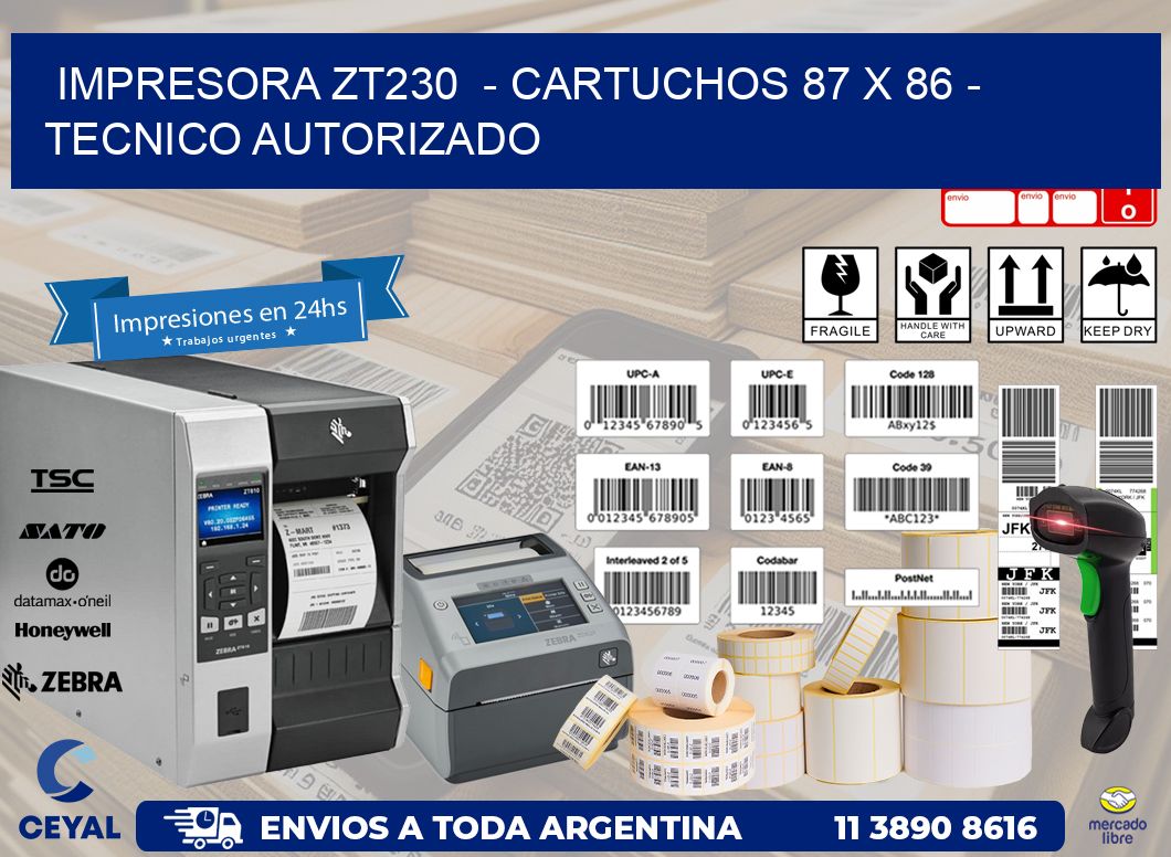IMPRESORA ZT230  - CARTUCHOS 87 x 86 - TECNICO AUTORIZADO