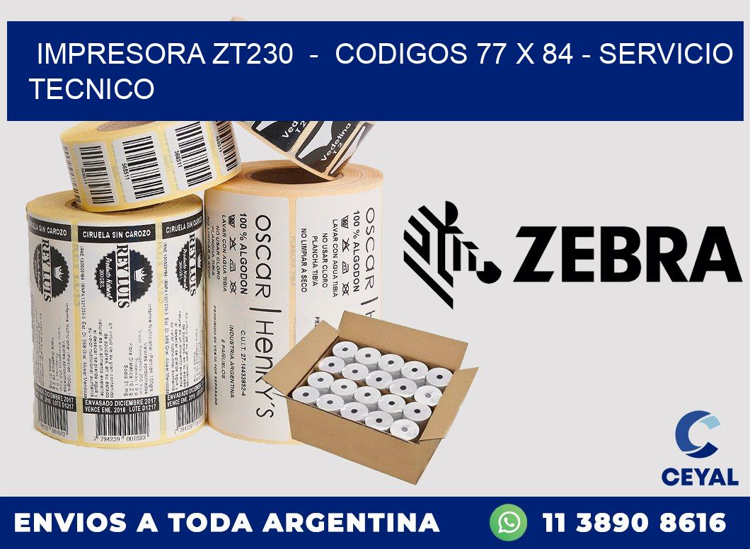 IMPRESORA ZT230  -  CODIGOS 77 x 84 - SERVICIO TECNICO