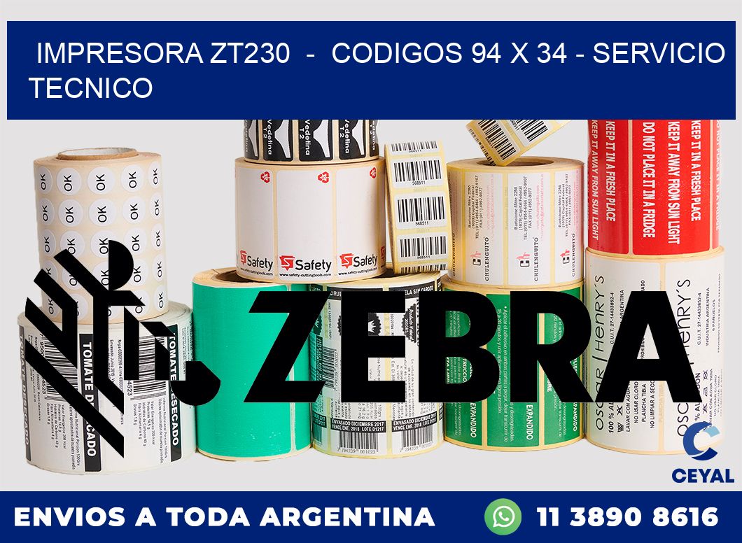 IMPRESORA ZT230  -  CODIGOS 94 x 34 - SERVICIO TECNICO
