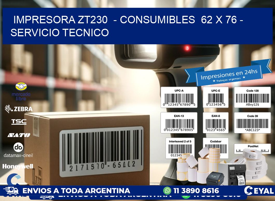 IMPRESORA ZT230  - CONSUMIBLES  62 x 76 - SERVICIO TECNICO