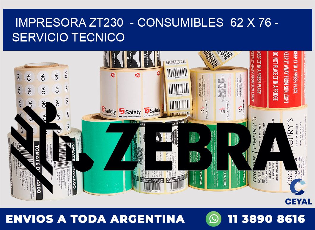 IMPRESORA ZT230  - CONSUMIBLES  62 x 76 - SERVICIO TECNICO