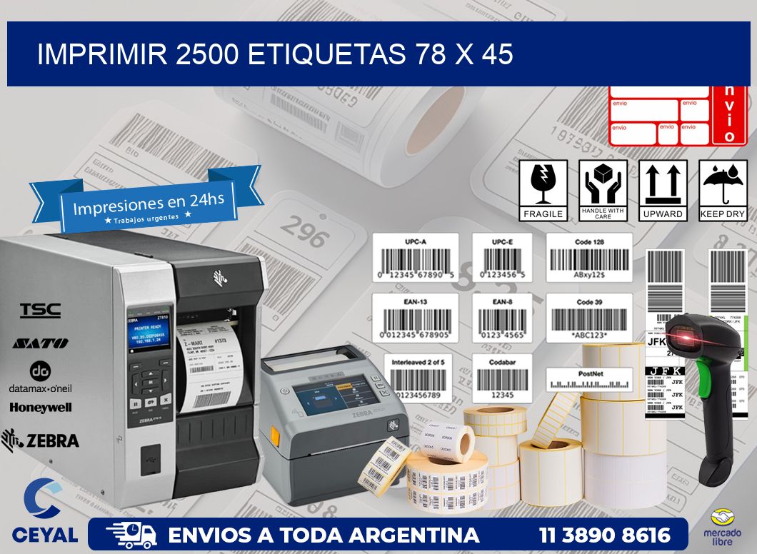 IMPRIMIR 2500 ETIQUETAS 78 x 45