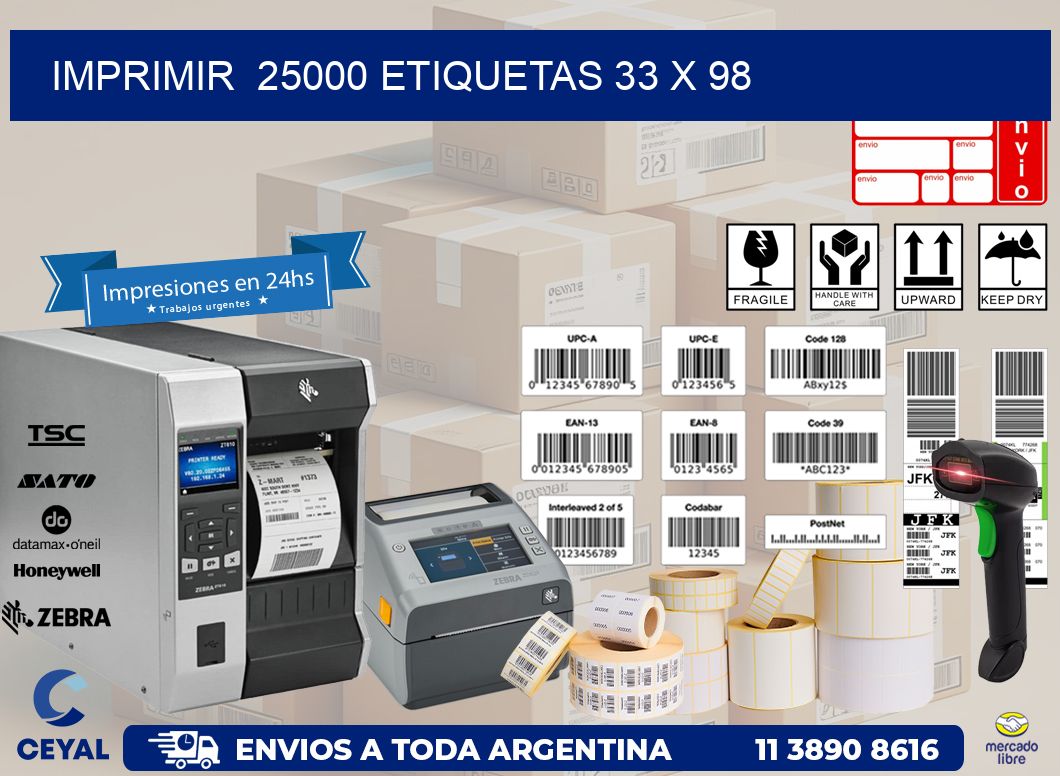 IMPRIMIR  25000 ETIQUETAS 33 x 98