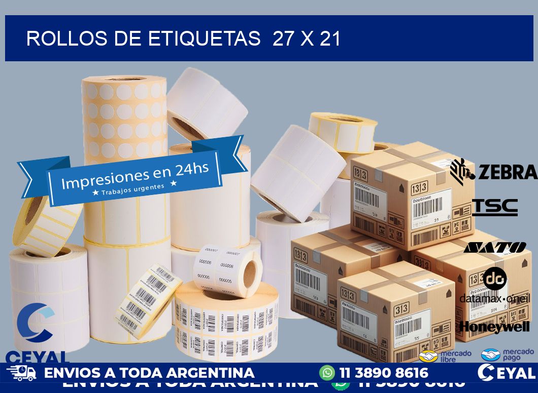 ROLLOS DE ETIQUETAS  27 x 21