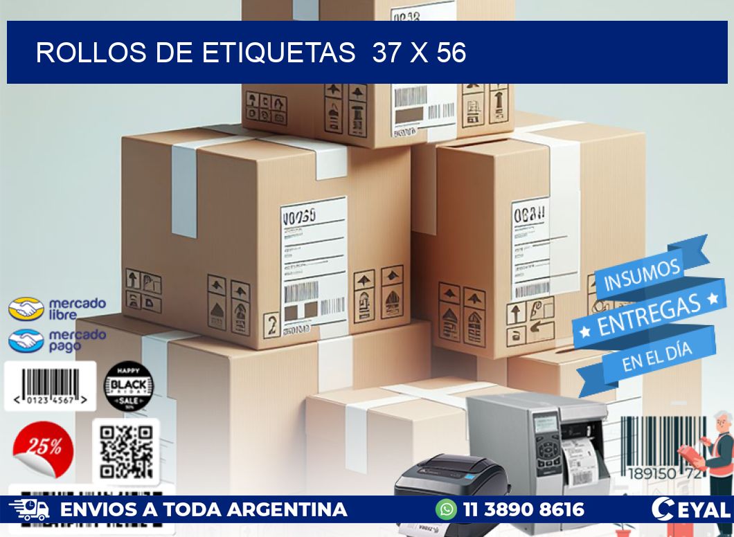 ROLLOS DE ETIQUETAS  37 x 56