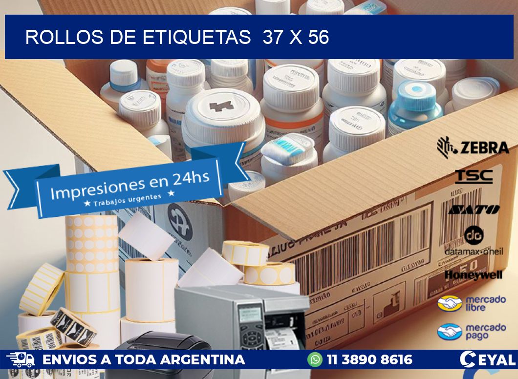 ROLLOS DE ETIQUETAS  37 x 56