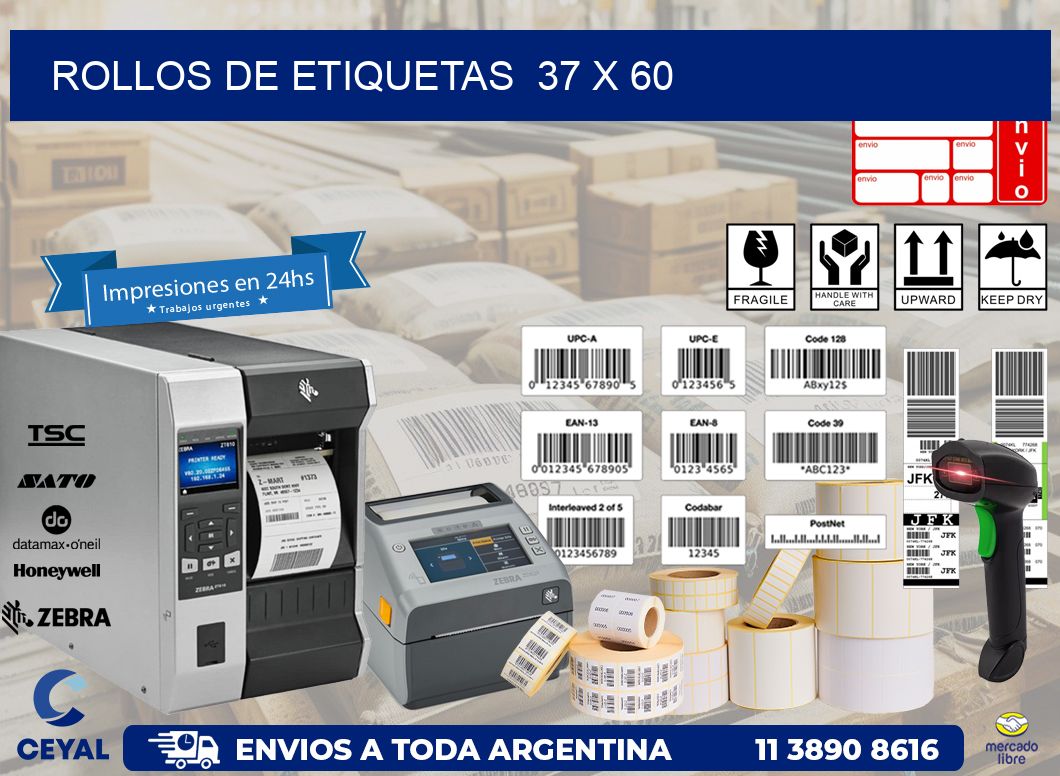 ROLLOS DE ETIQUETAS 37 x 60