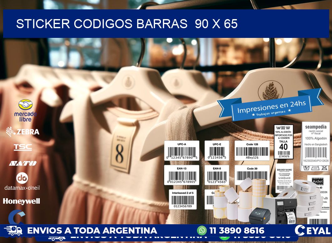 STICKER CODIGOS BARRAS  90 x 65