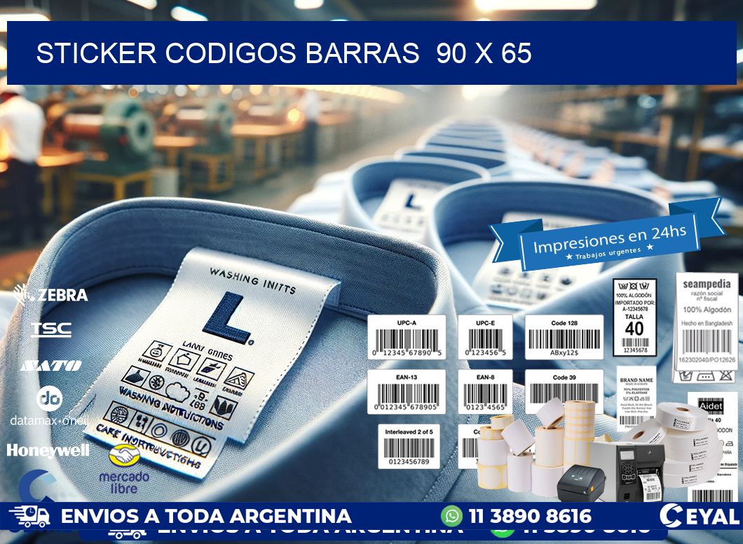 STICKER CODIGOS BARRAS  90 x 65