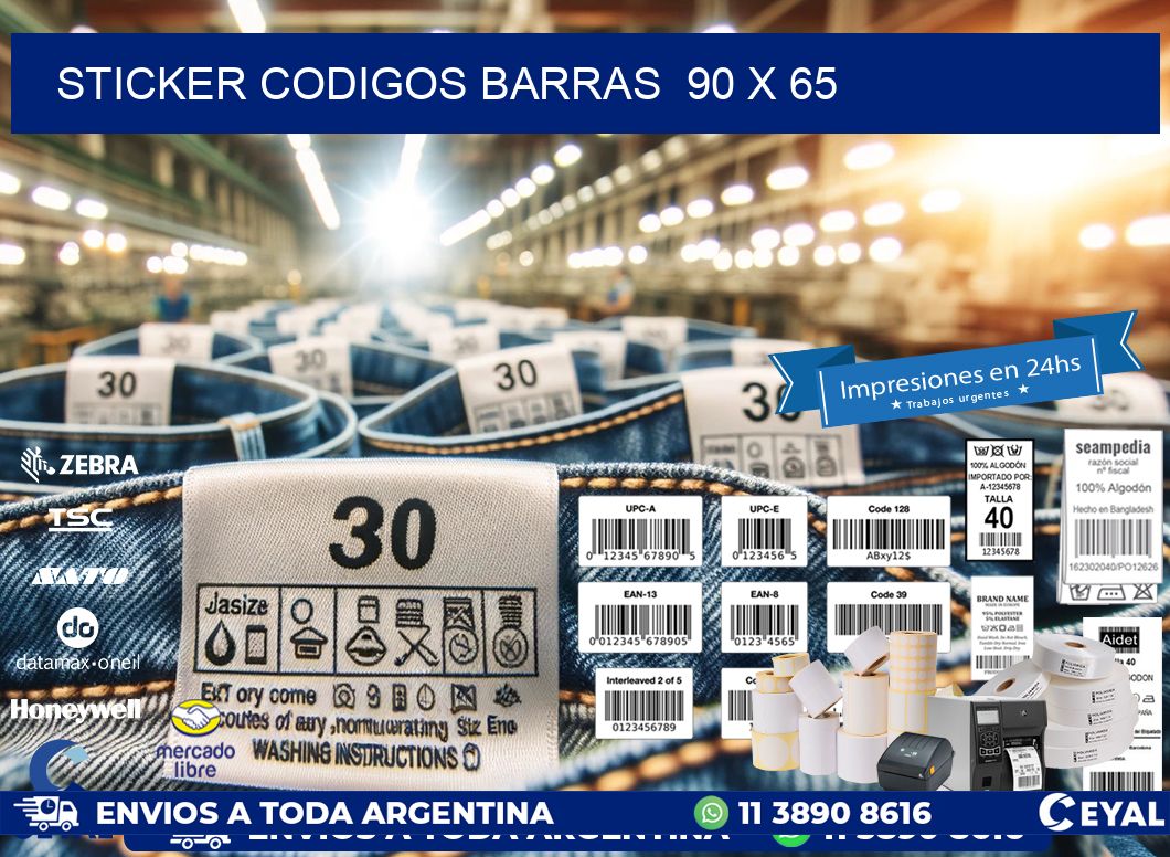 STICKER CODIGOS BARRAS  90 x 65