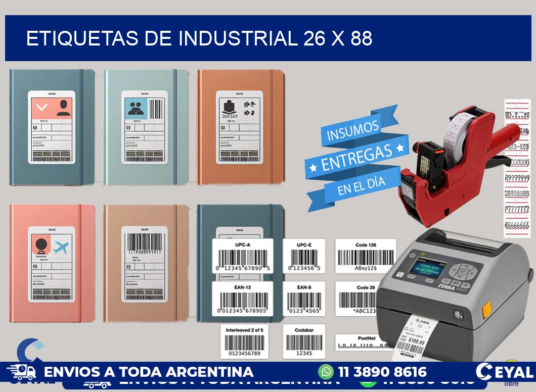 etiquetas de industrial 26 x 88