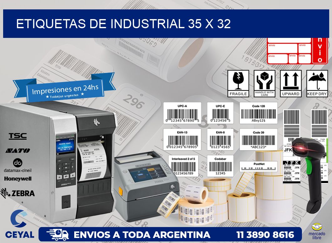 etiquetas de industrial 35 x 32