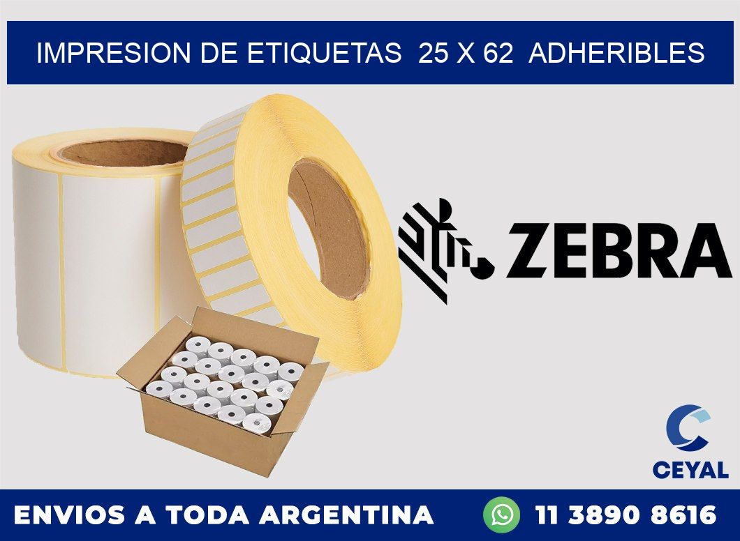 impresion de etiquetas  25 x 62  adheribles