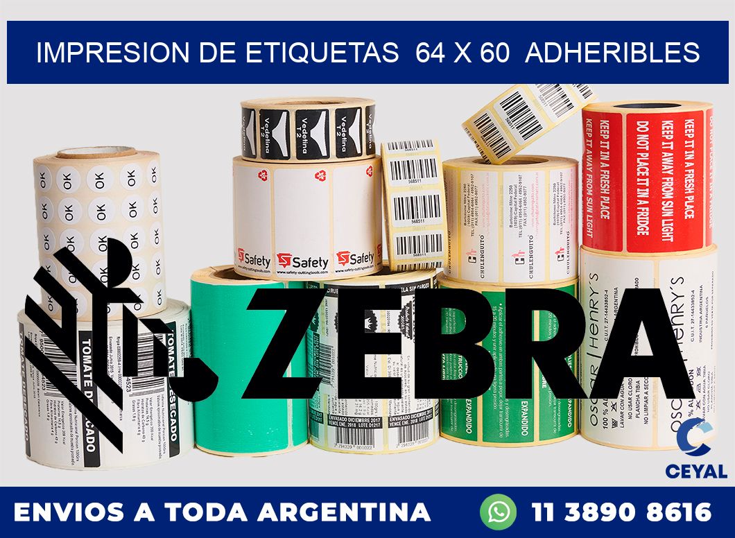 impresion de etiquetas 64 x 60 adheribles
