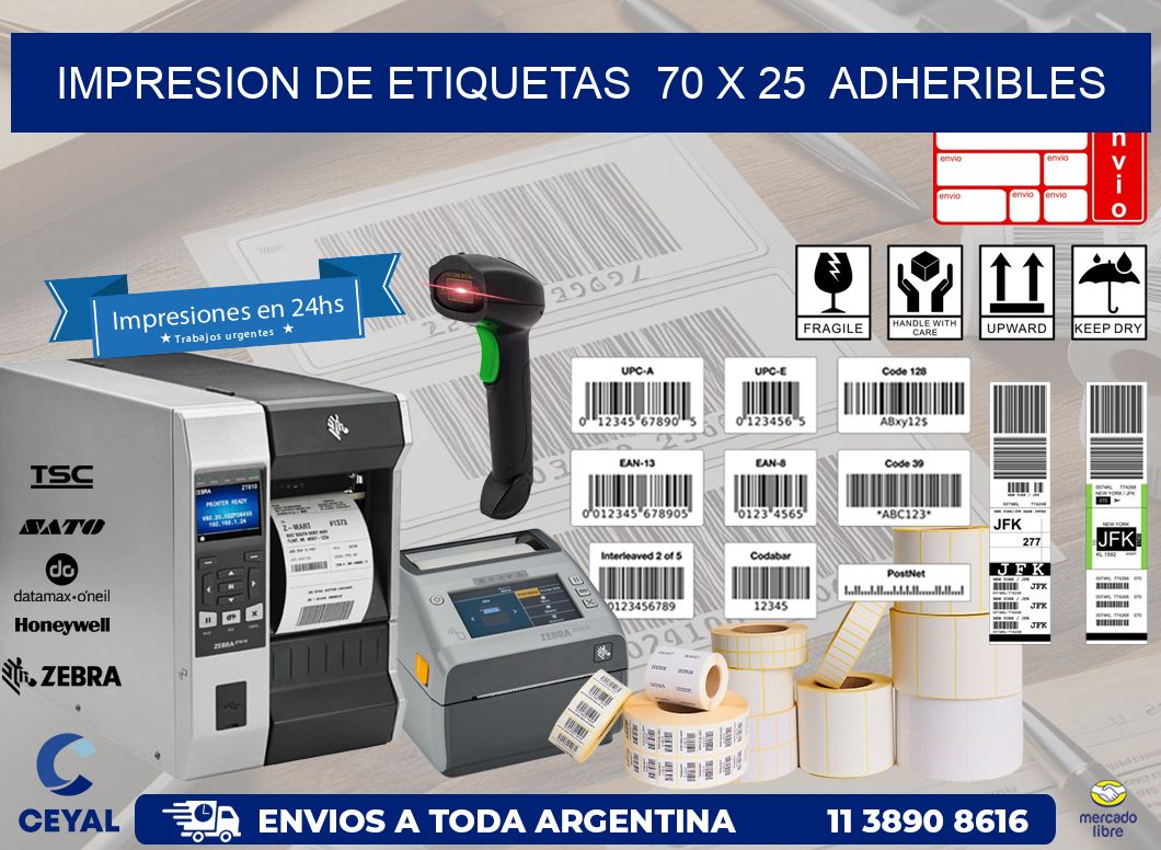 impresion de etiquetas  70 x 25  adheribles