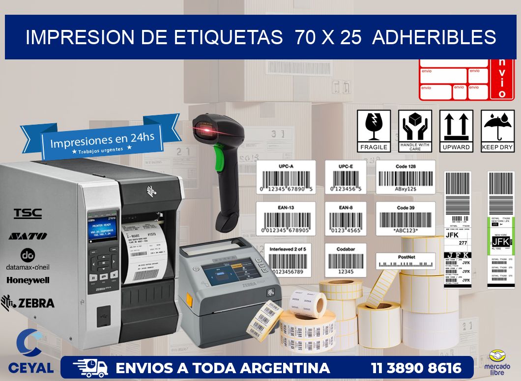 impresion de etiquetas  70 x 25  adheribles
