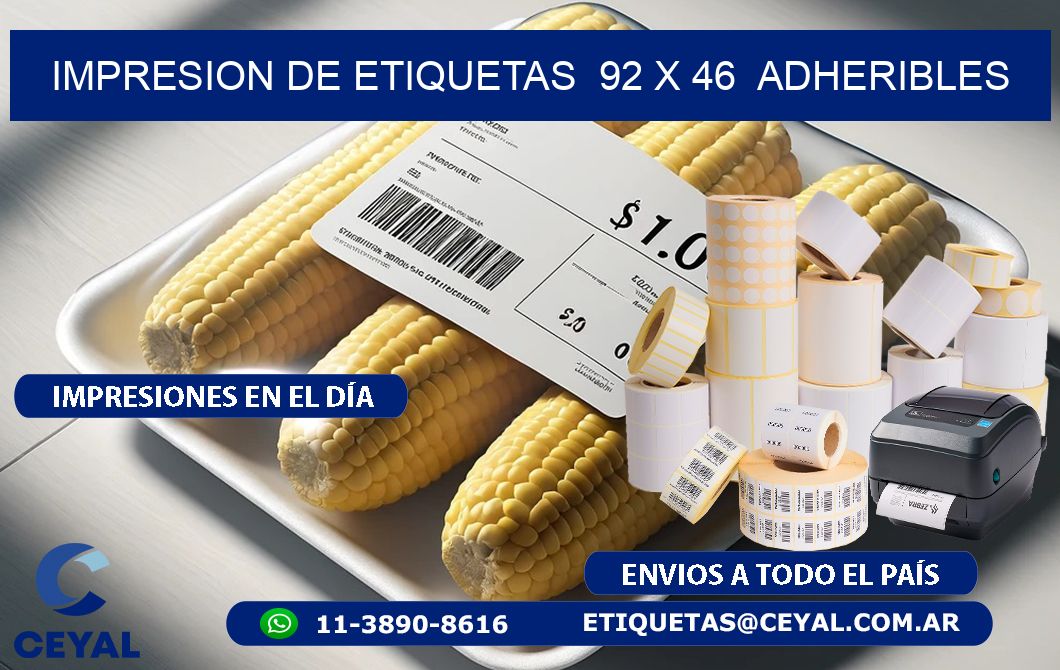 impresion de etiquetas  92 x 46  adheribles
