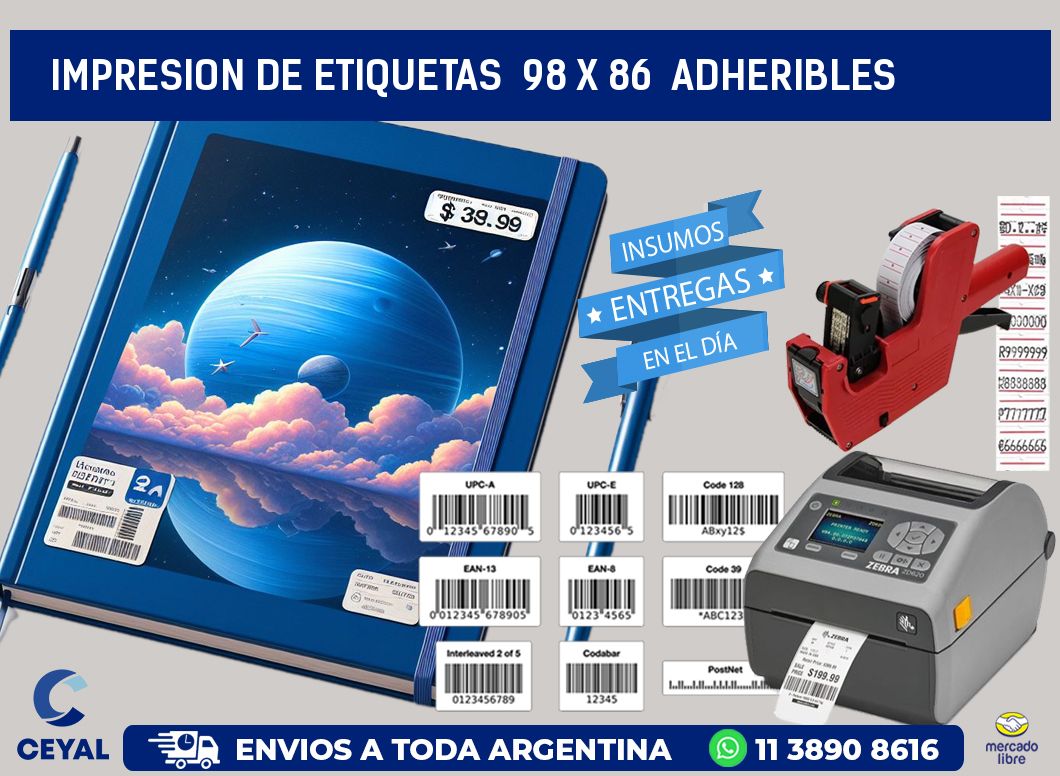 impresion de etiquetas 98 x 86 adheribles