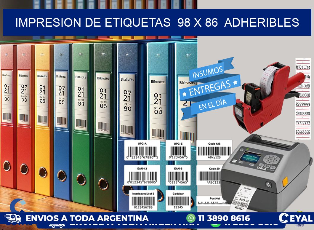 impresion de etiquetas 98 x 86 adheribles