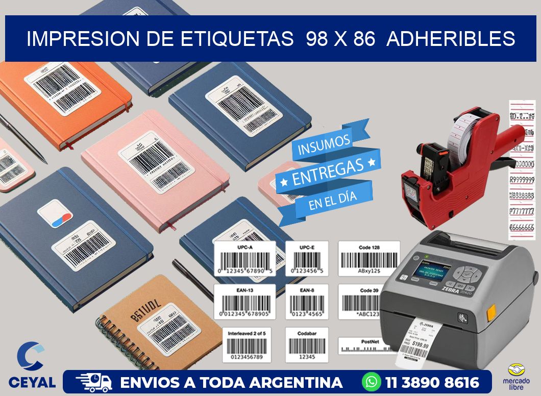 impresion de etiquetas 98 x 86 adheribles