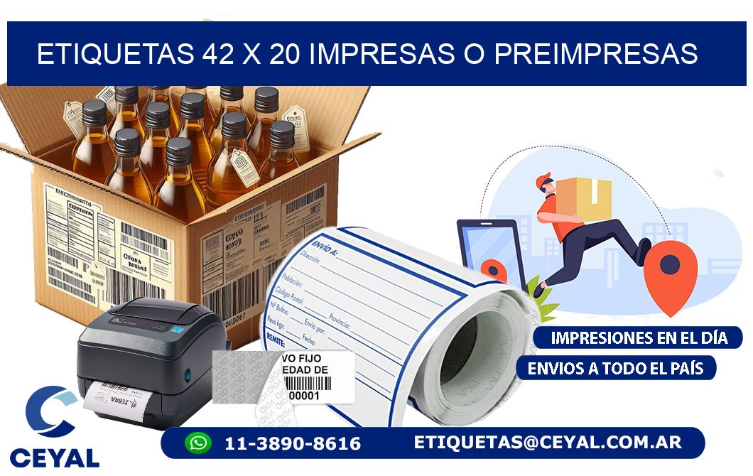 ETIQUETAS 42 x 20 IMPRESAS O PREIMPRESAS