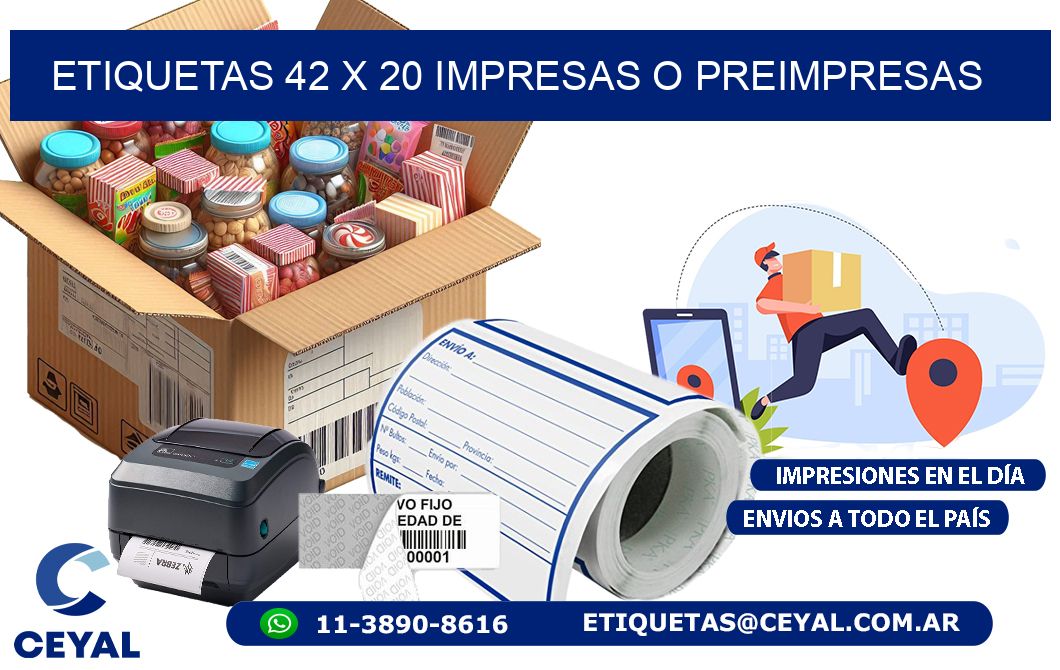 ETIQUETAS 42 x 20 IMPRESAS O PREIMPRESAS