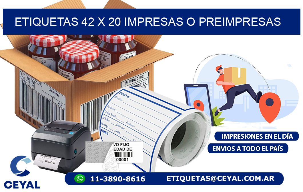 ETIQUETAS 42 x 20 IMPRESAS O PREIMPRESAS