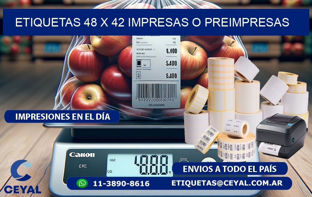 ETIQUETAS 48 x 42 IMPRESAS O PREIMPRESAS