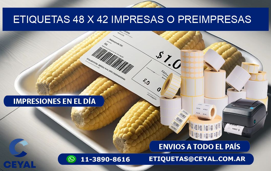 ETIQUETAS 48 x 42 IMPRESAS O PREIMPRESAS