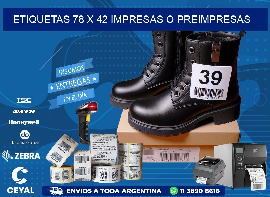 ETIQUETAS 78 x 42 IMPRESAS O PREIMPRESAS