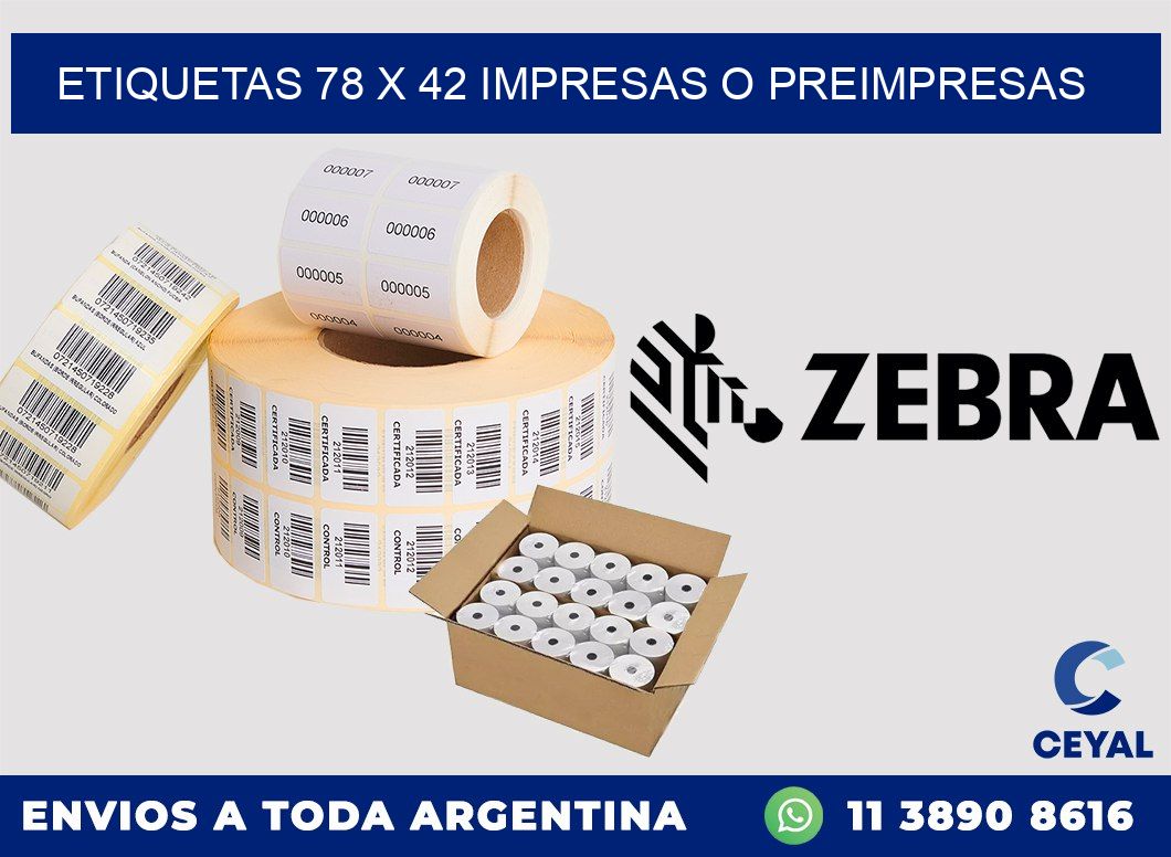 ETIQUETAS 78 x 42 IMPRESAS O PREIMPRESAS