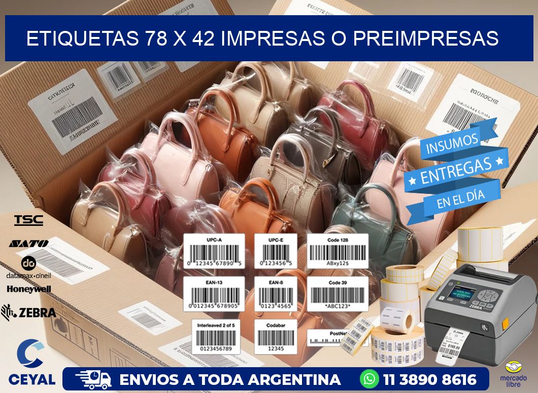ETIQUETAS 78 x 42 IMPRESAS O PREIMPRESAS