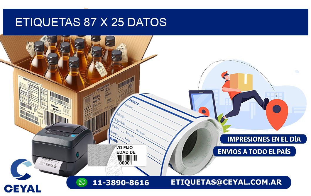 ETIQUETAS 87 x 25 DATOS