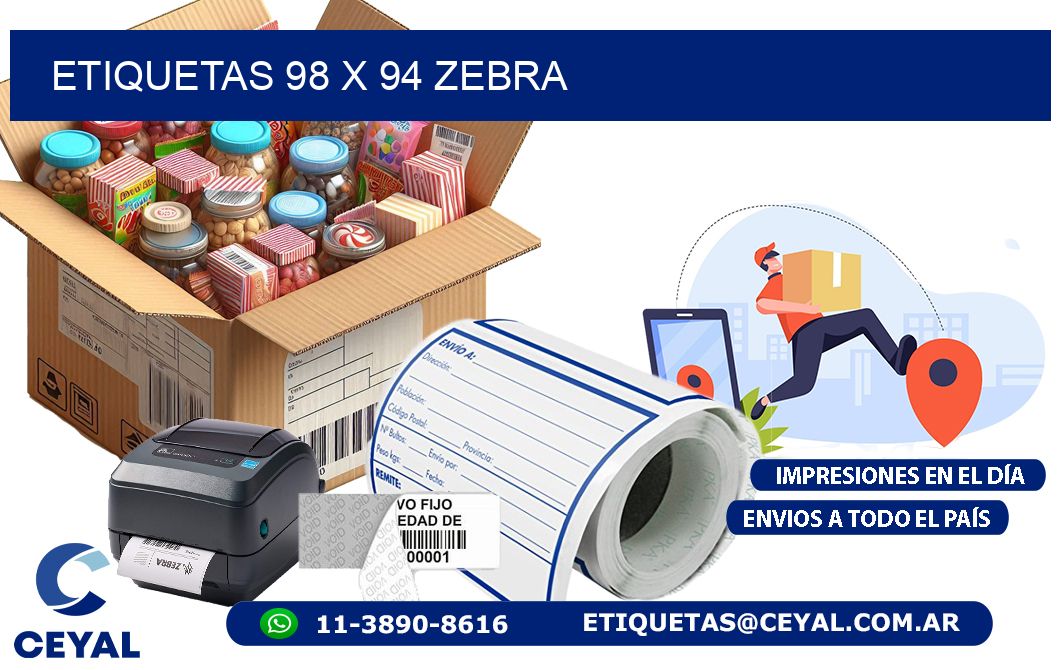 ETIQUETAS 98 x 94 ZEBRA