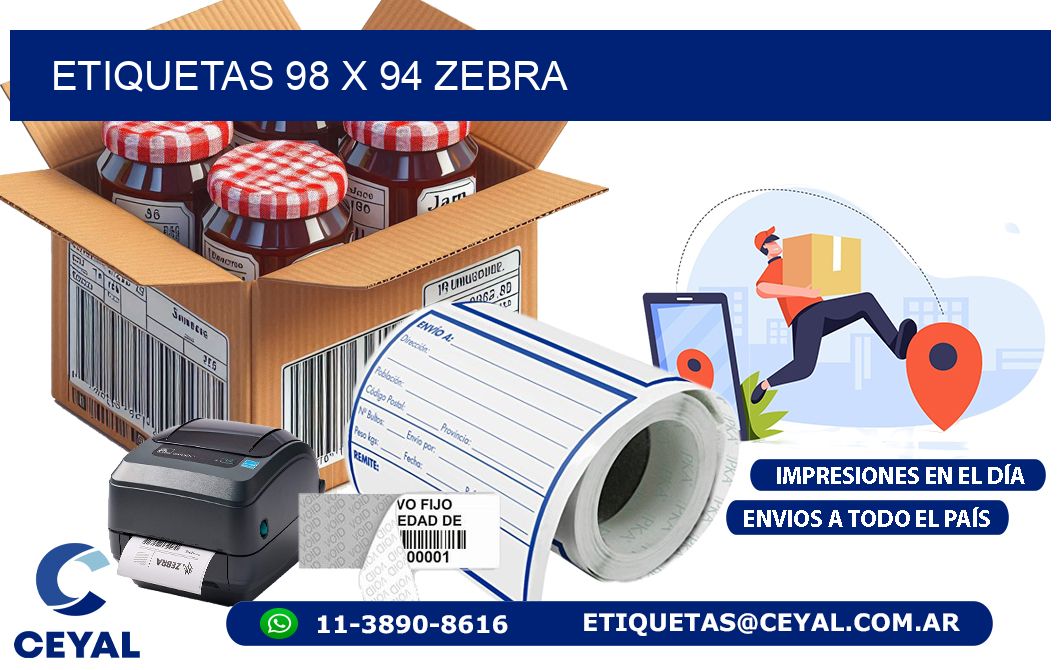 ETIQUETAS 98 x 94 ZEBRA